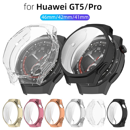 Case for Huawei Watch GT 5/GT5 Pro 46mm 42mm 41mm Screen Protector Case Soft TPU All-Around Protective Bumper Cover Accessories