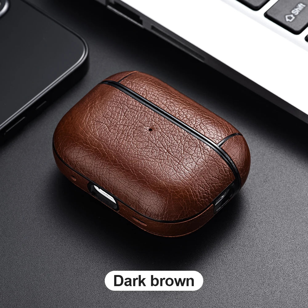 For Airpods Pro 3 Case Leather Business Earphone Case Headset Shell Headphone Cover For AirPod 4 3 Pro 2nd Gen USB C