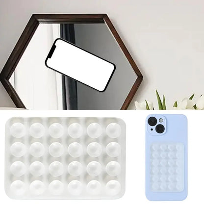 Silicone Suction Phone Holder Mat Multifunctional Suction Cup Wall Stand Square Anti-Slip Single-Sided Case Mount Back Sticker