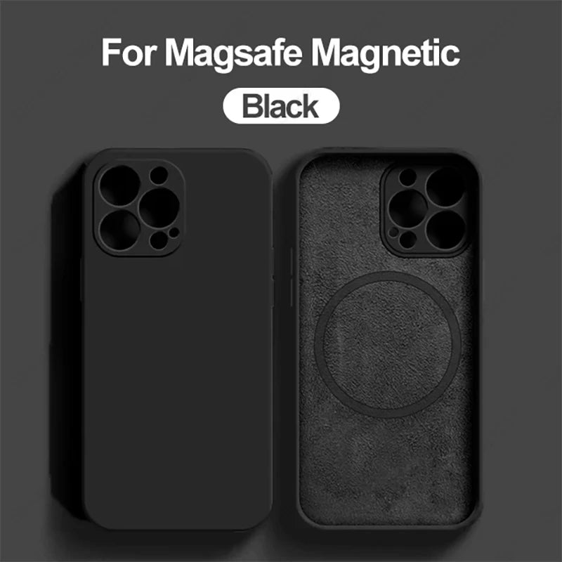 Original Liquid Silicone Magnetic Case For iPhone 11 13 12 14 15 Pro Max Plus For Magsafe Case Wireless Charge Cover Accessories