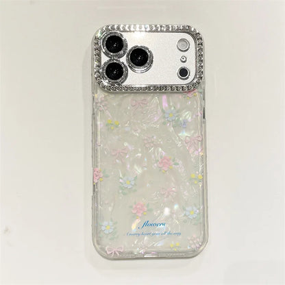 Luxury Bowknot Flowers Shell Pattern Phone Case For iPhone