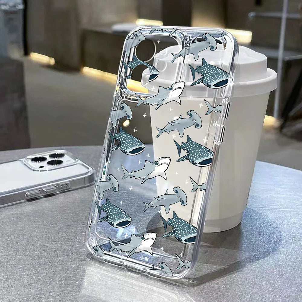 Ocean Animals Shark Dolphin Fish Clear Phone Case