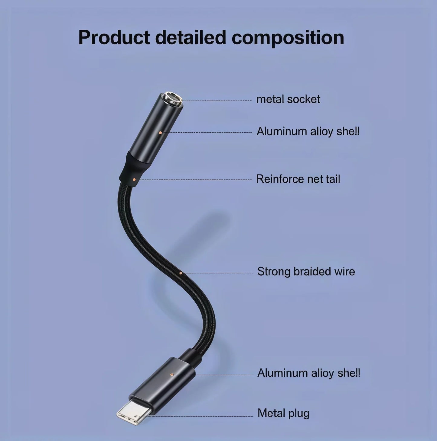 USBC to Aux Audio Dongle CableUSB-C to 3.5mm Headphone Jack Adapter 