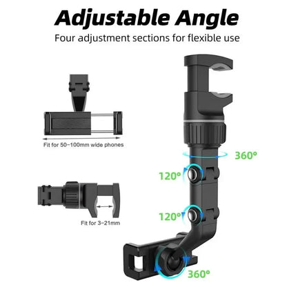 360° Car Rearview Mirror Mount Stand Holder for Cell Phone and GPS Adjusted Automobile Cradles Suitable for All Phone Models