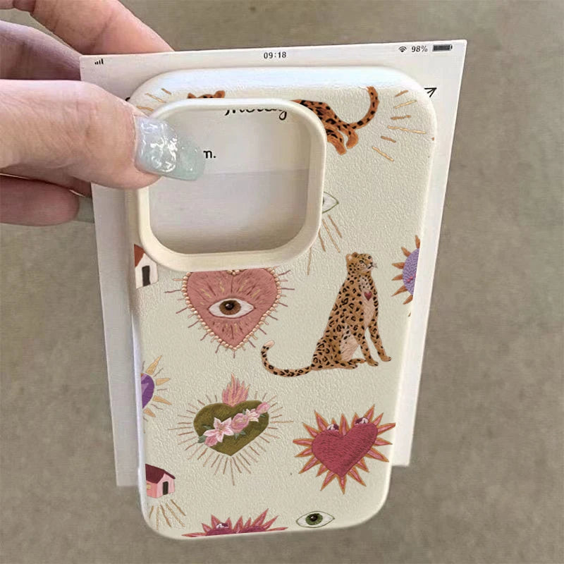 For iPhone 16 15 14 13 12 11 17 Pro Max Plus Case Personalized Leopard Lichee Pattern Silicone Cover For iPhone XS X 16e Funda