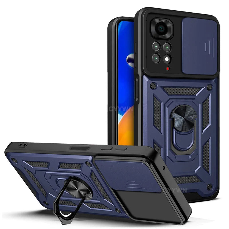 Slide Camera Lens Protector Armor Case For Xiaomi Redmi Note 13 12 11 Pro Plus 11s 12s Military Grade Bumpers Ring Cover