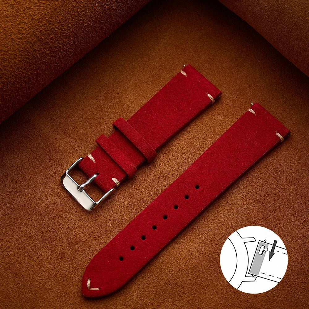 Wristband 20mm 22mm 4mm 16mm 18mm Quick Release Soft Suede Strap Brown Watch Bands Calfskin Bracelet Women&Men Accessories