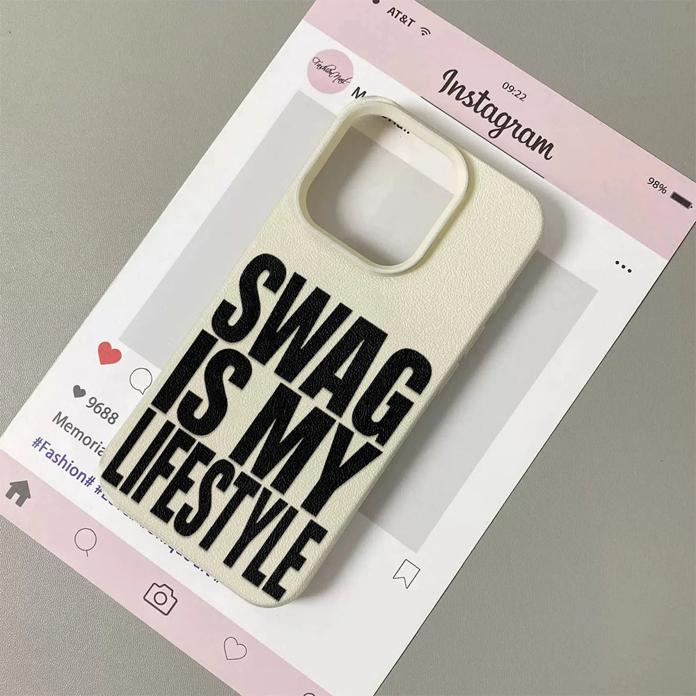 Swag Lifstyle Case For IPhone 17 16 15 14 13 12 11 Pro Max Silicone Leather Cover Iphone 13 15 16 17 Air Pro Max TPU Cover