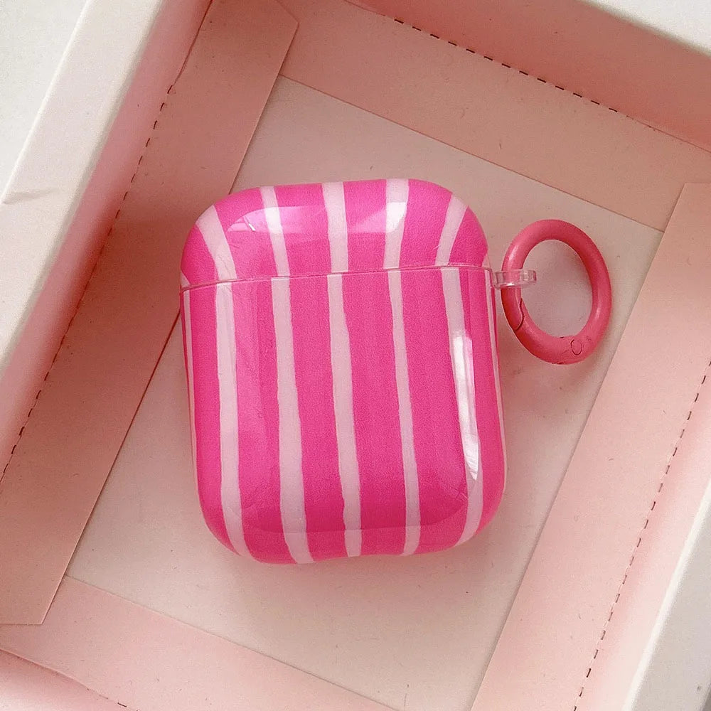 Summer Dopamine Simple Color Collision Stripes Splicing Soft Earphone Case For AirPods 4 2024 Cover For AirPods 1 2 3 Pro 2 2nd