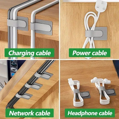 Reusable Cable Organizer Desk Wire Winder Cable Tie Organizer Self Adhesive Cord Rope Holders Cord Protection Straps