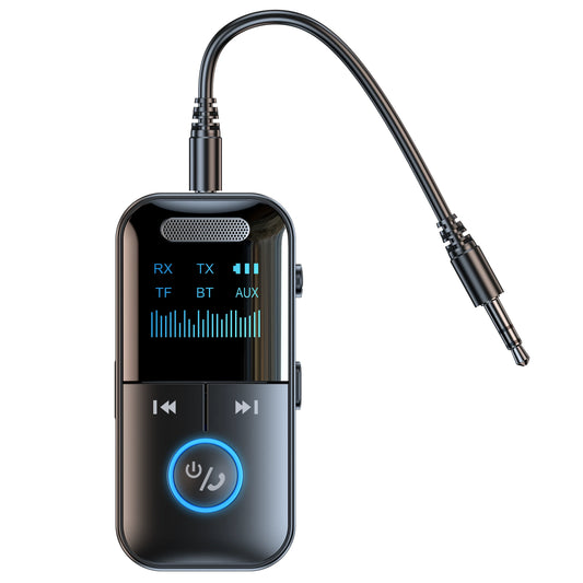 Bluetooth 5.4 Aux Adapter  Audio Receiver Transmitter 3.5mm Jack LED Display for Car/Home Stereo/Wired Headphones/Speaker/TV