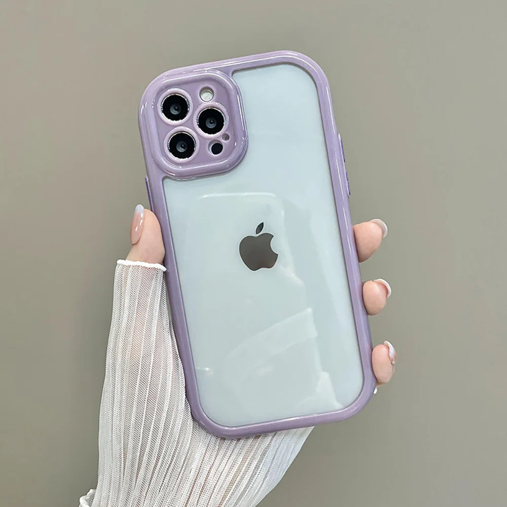 Candy Color Phone Case for iPhone 14 11 12 13 Pro Max X XR XS 7 8 SE Clear Shockproof Silicone Transparent Protection Back Cover
