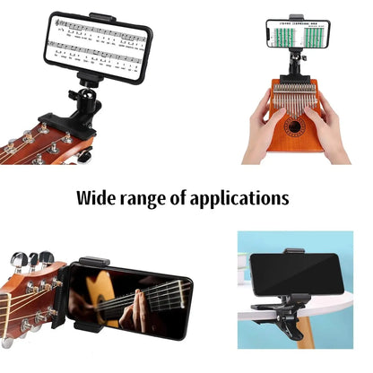 Miwayer Guitar Phone Holder Mount 360 Rotation /for Live Broadcast Video Recording /for Bass/Ukulele/Guitar Accessories