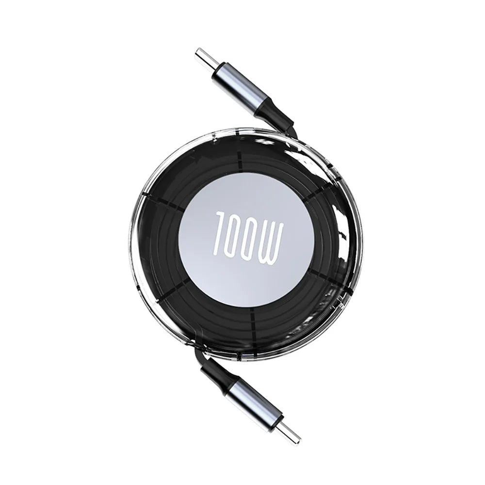 100W Retractable Type C To USB C Cable Fast Charging Phone Cable For iPhone 15 Huawei Xiaomi MacBook iPad USB C Data Cable