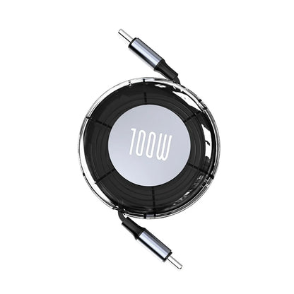 100W Retractable Type C To USB C Cable Fast Charging Phone Cable For iPhone 15 Huawei Xiaomi MacBook iPad USB C Data Cable