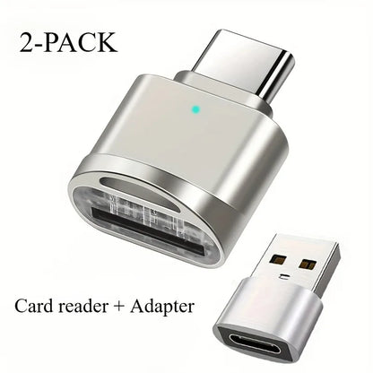 2-Pack USB C TF Card Readers and USB C to USB A Adapter, Type C TF Memory Card Reader USB OTG Card Readers for iphone16 15 Galax