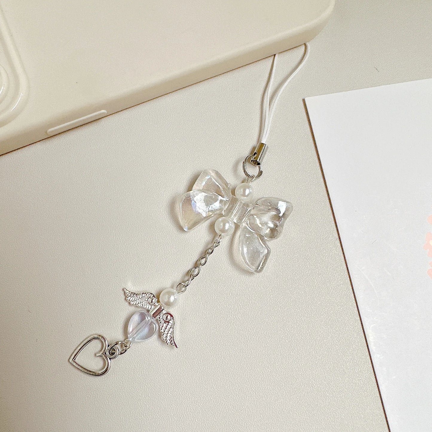 1pcs Phone Charm HYun Phone Chain Trendy Pendant Bow Lanyard Mobile Phone Strap Sweet Girl Key Cord Mobile Lanyard Jewelry Gift