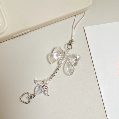 1pcs Phone Charm HYun Phone Chain Trendy Pendant Bow Lanyard Mobile Phone Strap Sweet Girl Key Cord Mobile Lanyard Jewelry Gift