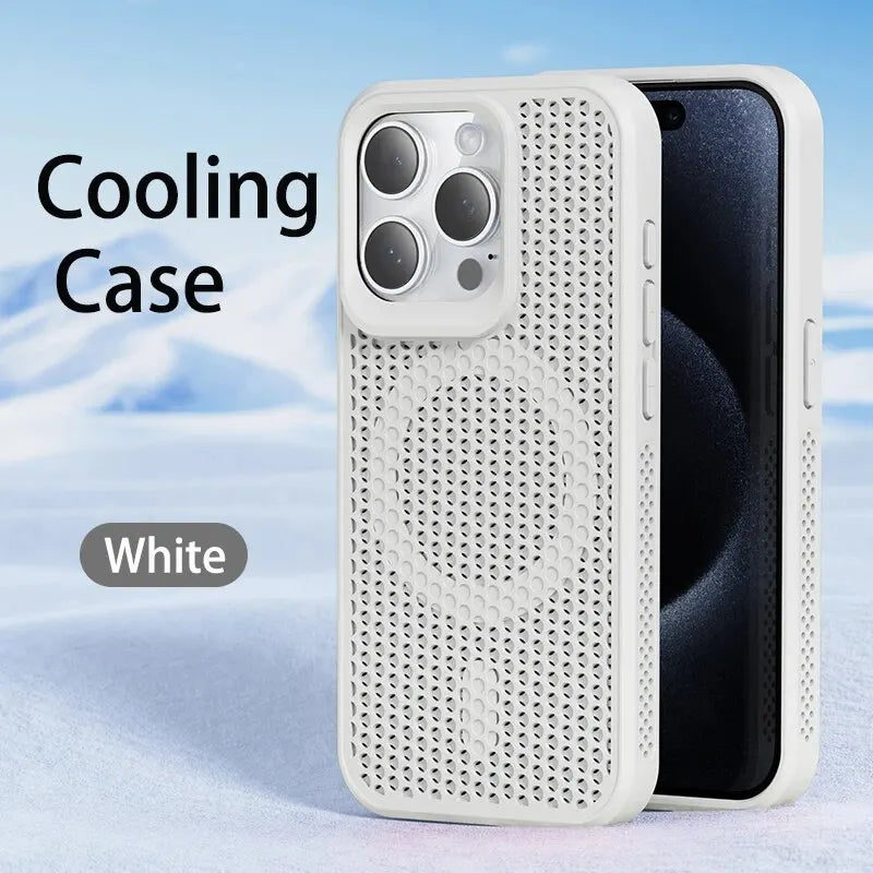 Cooling Heat Dissipation Magsafe Magnetic Phone Case For iPhone 16 14 15 13 12 11 Pro Max Plus Breathable Grid Hard Back Cover