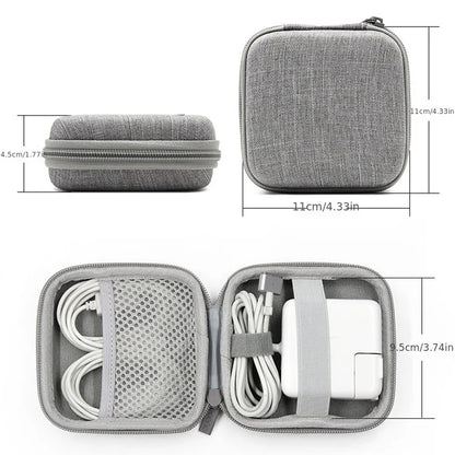 Mini Square EVA Earphone Protective Box Waterproof Digital Charger Headphone Storage Bag USB Data Cable Organizer Carrying Pouch