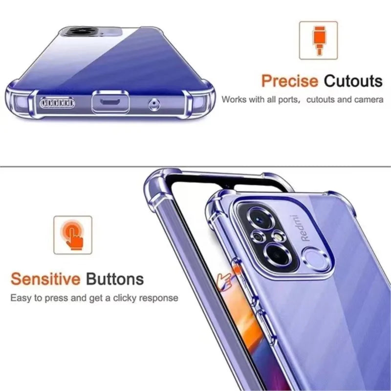 1.5MM Thick Air-Bag Clear Case For Xiaomi Redmi 10C 10A 9A 9C 12c Redmi Note 10 10S 11 11s 12s 12 Pro 5G A1 A2 Plus Cover Cases