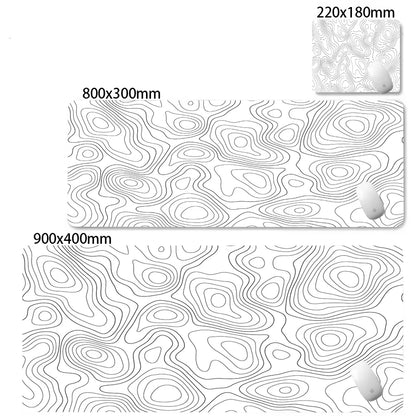 Black White Strata Abstract Design Gaming Mouse Pad Non-Slip Lock Stitched Edge Large Office Desk Mat for Computer and Keyboard