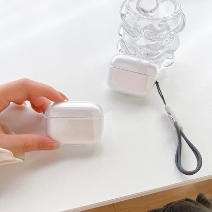 Clear TPU Earphone Case for Airpods 4 3 2 1 Pro Pro2 Shockproof with Lanyard Strap for Airpods Charging Case Transparent Cover