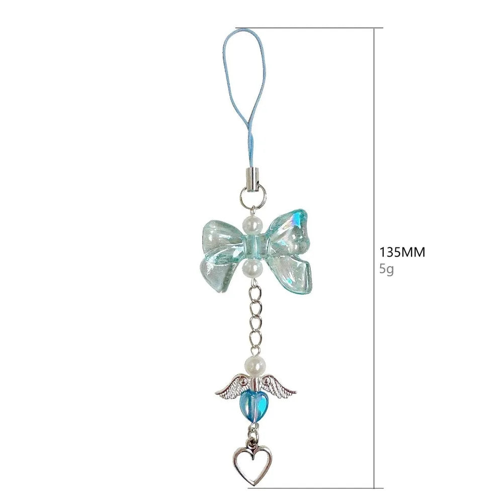 1pcs Phone Charm HYun Phone Chain Trendy Pendant Bow Lanyard Mobile Phone Strap Sweet Girl Key Cord Mobile Lanyard Jewelry Gift