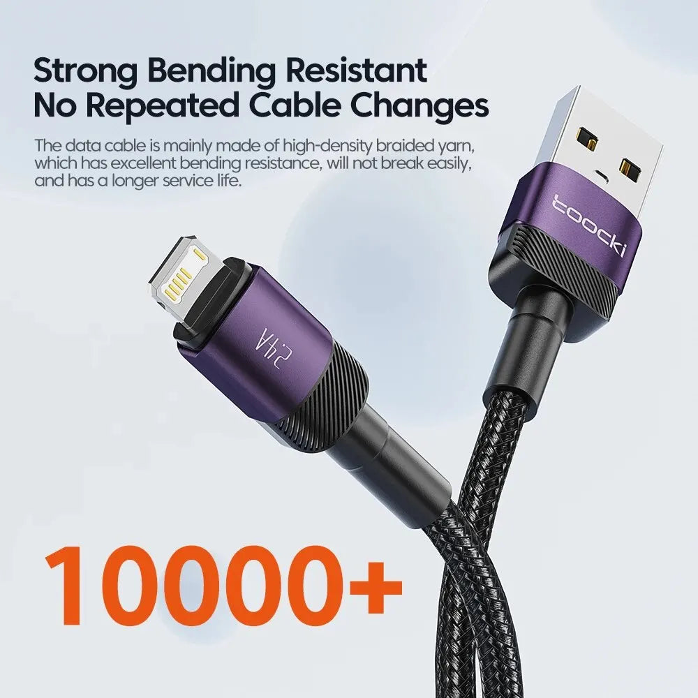 Toocki USB Lightning Cable For iPhone 14 13 12 11 Pro PlusMax Xs Xr 8 Fast Charging USB Wire For iPhone Charging Data Cord Cable