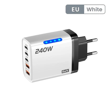 Type C USB 240W Fast Charging Charger GaN USB C Phone Charger Wall Adapter Quick Charge 3.0 With PD Cable For iPhone 17 Samsung
