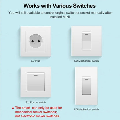1pc 16A Mini Wifi DIY Light Switches Module 2-way Control Work With Tuya Smart Life Alexa Alice Google Home