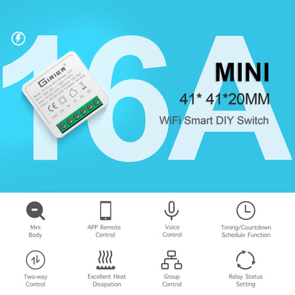 1pc 16A Mini Wifi DIY Light Switches Module 2-way Control Work With Tuya Smart Life Alexa Alice Google Home