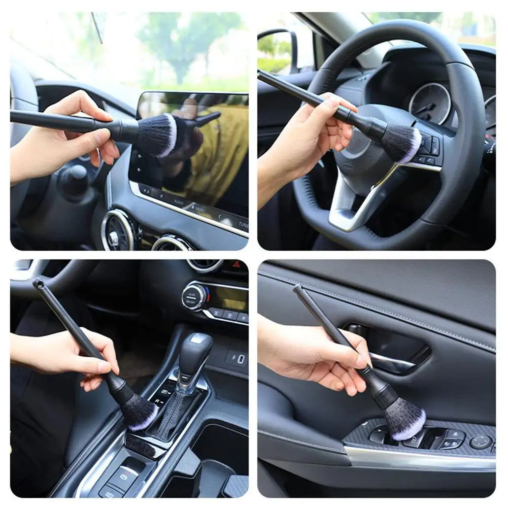 Car Air Vent Cleaning Brush with Electrostatic Bristles Multi Angle Rotating Head for Dashboard Buttons Keyboard Gaps for Office