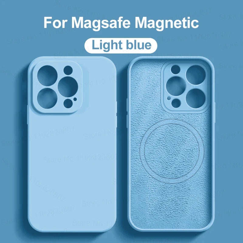 Original Liquid Silicone Magnetic Case For iPhone 11 13 12 14 15 Pro Max Plus For Magsafe Case Wireless Charge Cover Accessories