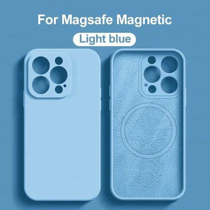 Original Liquid Silicone Magnetic Case For iPhone 11 13 12 14 15 Pro Max Plus For Magsafe Case Wireless Charge Cover Accessories
