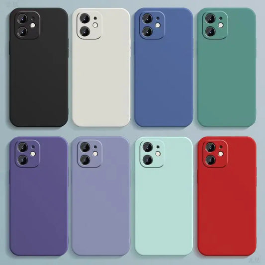 Candy Color Silicone Soft Case For iphone 11 12 13 mini 14 15 16 Plus 16e 17 Air Pro Max Shockproof Camera Protective Cover Case