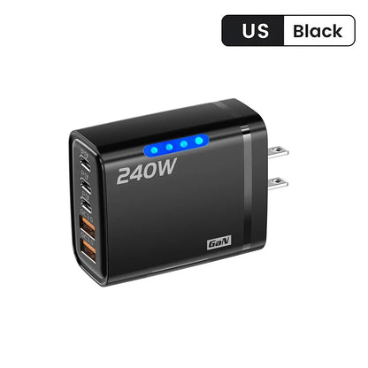 Type C USB 240W Fast Charging Charger GaN USB C Phone Charger Wall Adapter Quick Charge 3.0 With PD Cable For iPhone 17 Samsung