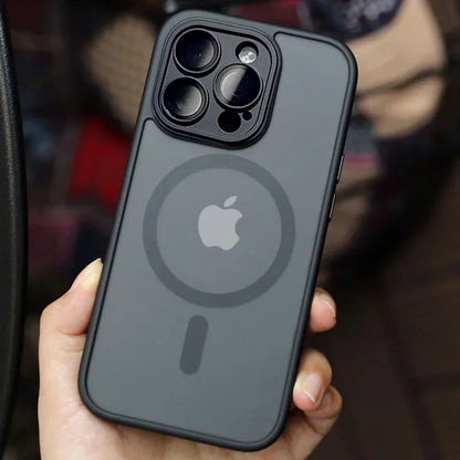 Magnetic Luxury Matte Translucent Armor Shockproof Case For iPhone 16 15 14 13 12 17 Pro Max Plus Magsafe Wireless Charge Cover