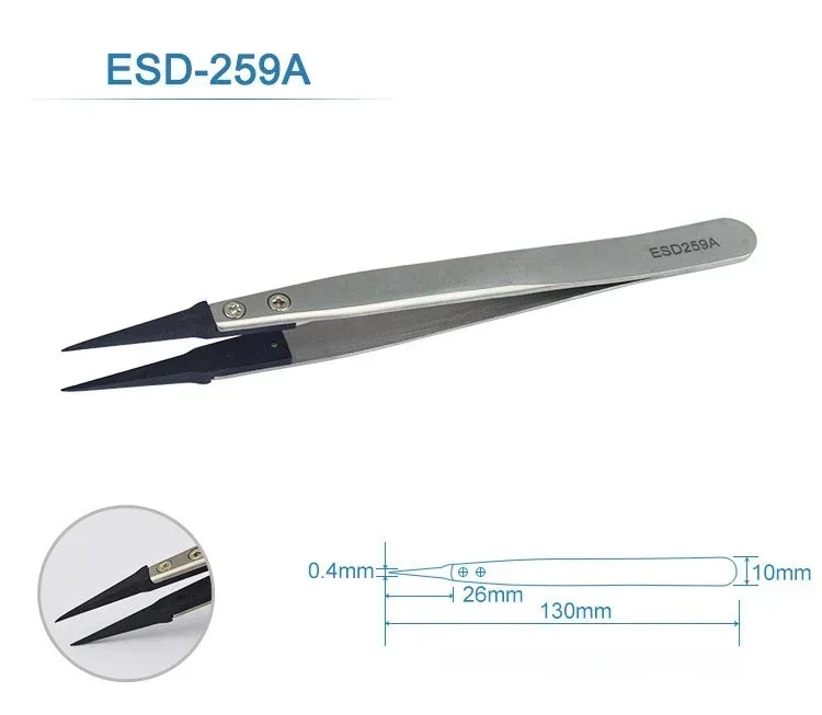 Watch Hands Installation Work Tweezers Straight Elbow Handle Stainless Antistatic Plastic Tweezers ESD-259 ESD-259A ESD-7A
