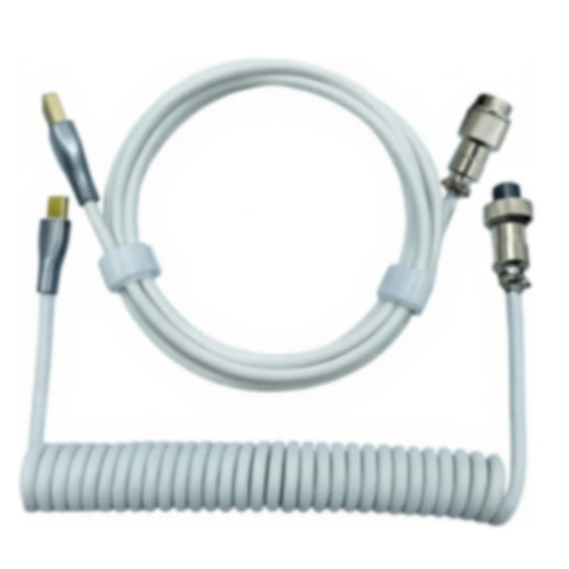 USB Type C Coiled Cable for Mechanical Keyboard, 3M Max Aviator Aviation Connector Cord for Desktop Computer