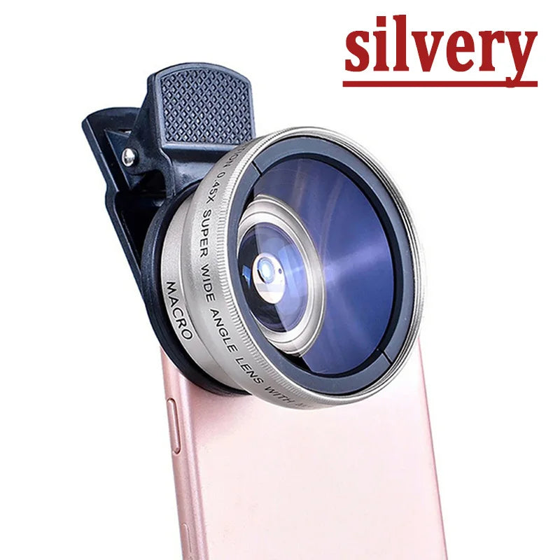 Universal Clip 2-in-1 Lens 37mm Professional 0.45X Super Wide-Angle & Macro HD for iPhone & Android Mobile Phones
