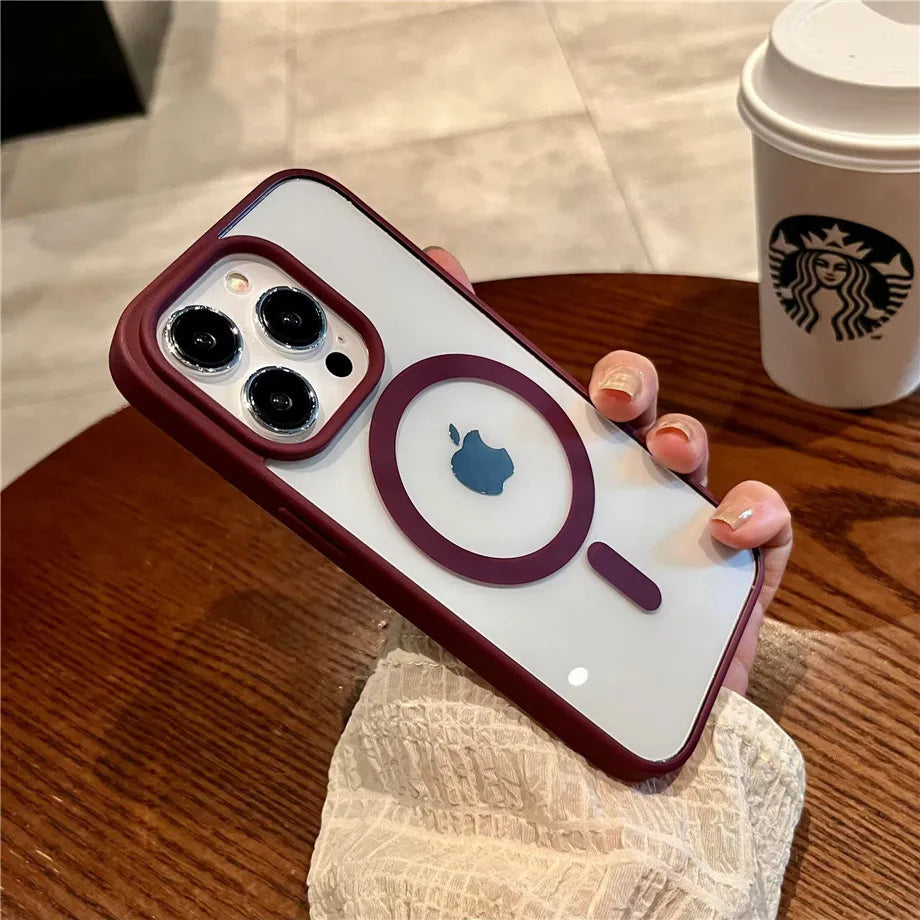Luxury Magnetic Wireless Charge For Magsafe Case for iPhone 16 15 14 Plus 13 12 11 Pro Max Shockproof Transparent Bumper Cover