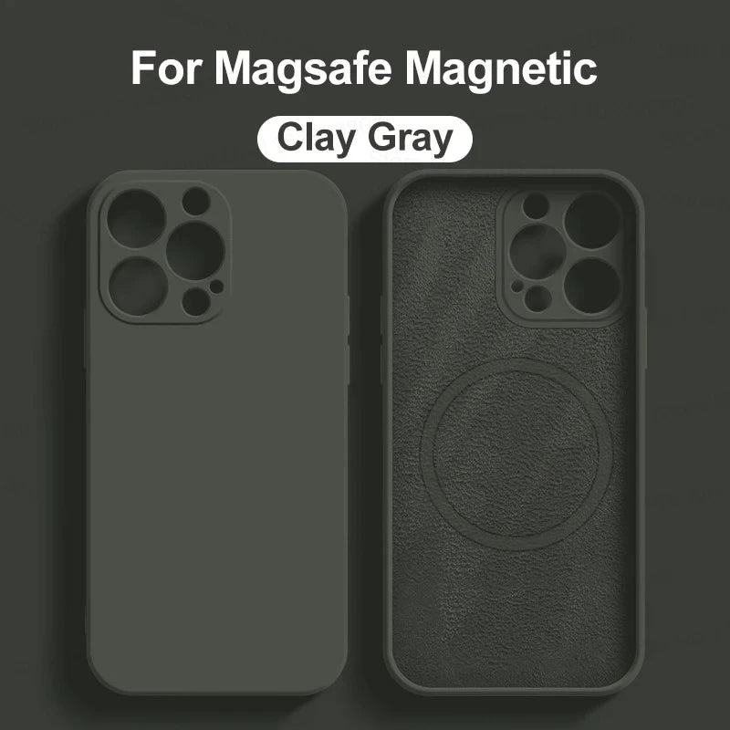 Original Liquid Silicone Magnetic Case For iPhone 11 13 12 14 15 Pro Max Plus For Magsafe Case Wireless Charge Cover Accessories