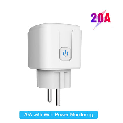 Tuya Smart Socket EU16A/20A Wifi Smart Plug With Power Monitoring Smart Life APP Remote Control Support Google Assistant Alexa