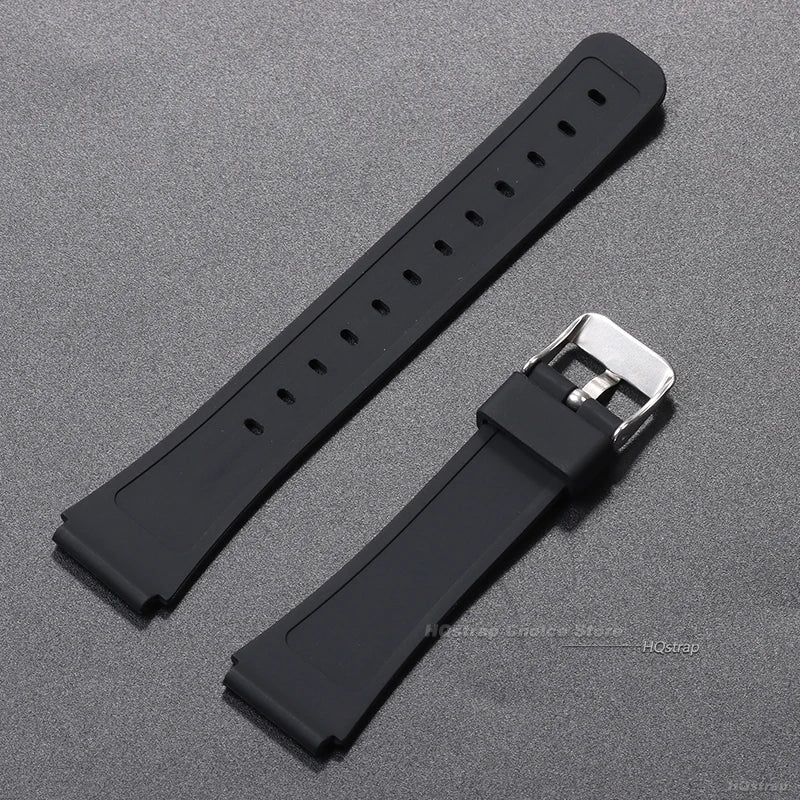 18mm Silicone Watch Strap for Casio W800H Soft Watchband Black Rubber Bracelet for SGW400 F91W F84 F105/108/A158/168 AE1200/1300