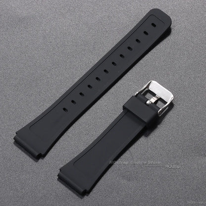 18mm Silicone Watch Strap for Casio W800H Soft Watchband Black Rubber Bracelet for SGW400 F91W F84 F105/108/A158/168 AE1200/1300