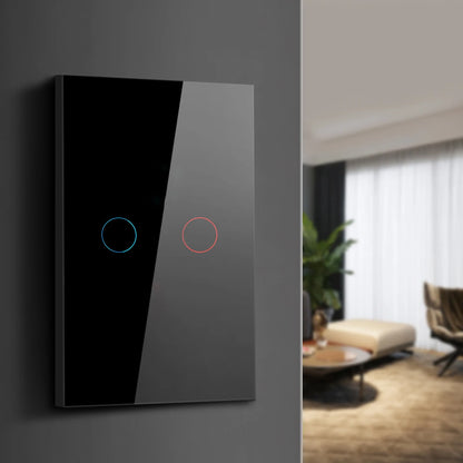 Touch Switch EU US LED Crystal Glass Panel Wall Lamp Light Switch 1/2/3 Gang AC100-240V LED Sensor Switches Interruttore