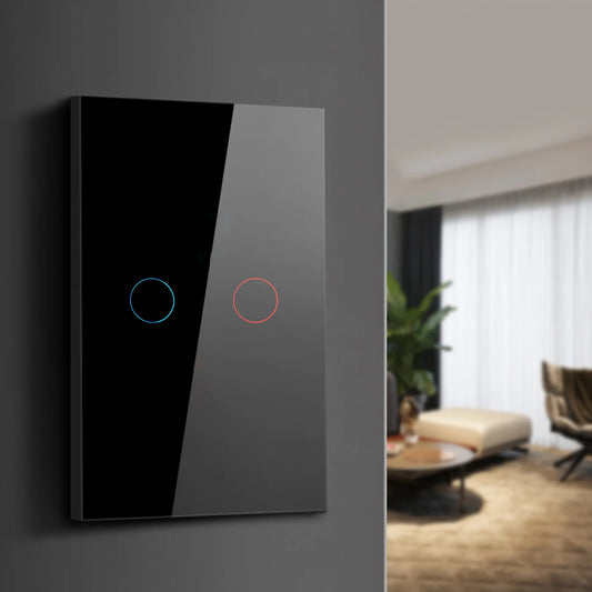 Touch Switch EU US LED Crystal Glass Panel Wall Lamp Light Switch 1/2/3 Gang AC100-240V LED Sensor Switches Interruttore