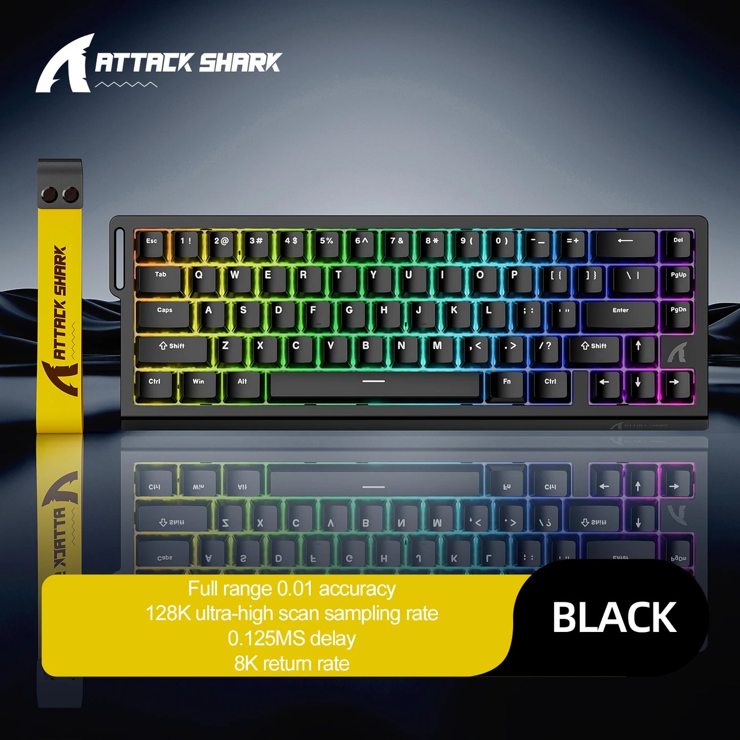 Attack Shark X68HE RGB Mechanical Keyboard,Supports Web Driver,0.01mm Rapid Trigg,8000 Hz Rate of Return,0.125ms,Wired Design