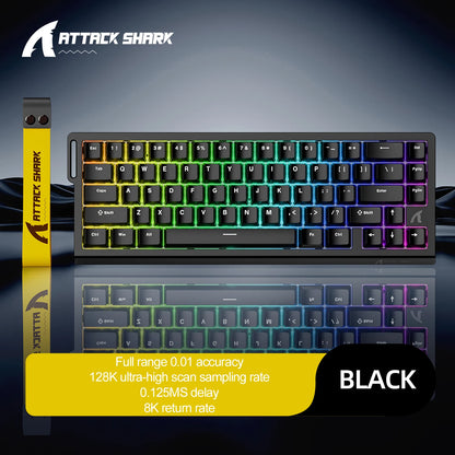 Attack Shark X68HE RGB Mechanical Keyboard,Supports Web Driver,0.01mm Rapid Trigg,8000 Hz Rate of Return,0.125ms,Wired Design